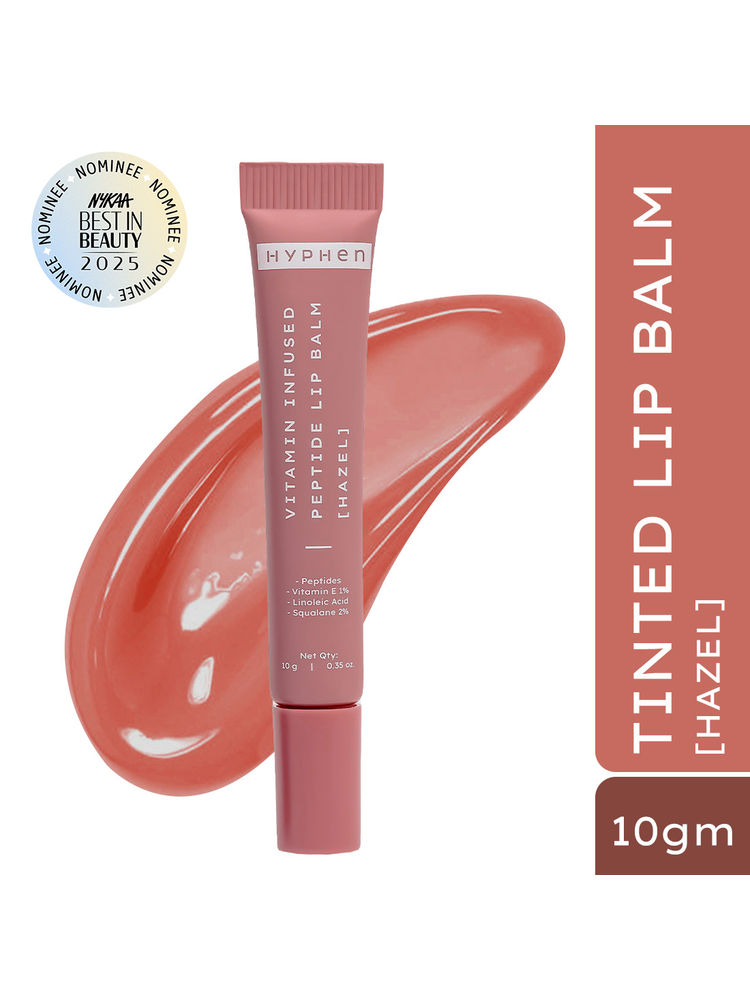 Hyphen Tinted Lip Balm - Hazel, 1% Vit E, 2% Squalane & Peptides, Brightens, Moisturizes Dry Lips