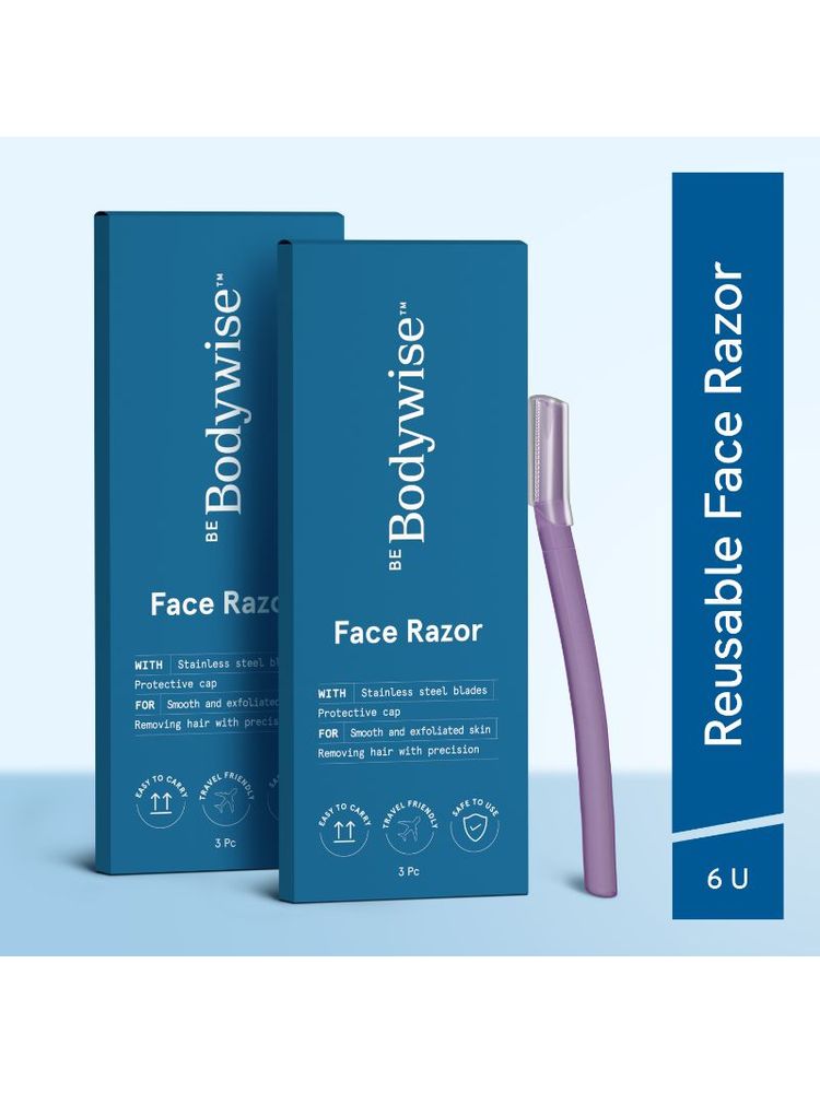 Be Bodywise Reusable Face Razor For Women For Facial Hair, Eyebrow, Upper Lip, Chin - Pack Of 6-picture-6