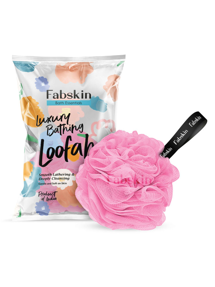 Fabskin Luxury Bathing Round Loofah Bath Sponge - Pink-image-1