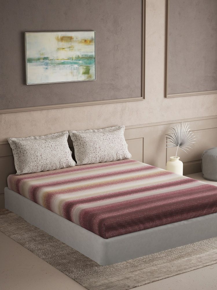 Ddecor Live Beautiful Cotton Ethnic Cherish 144TC King Bedsheet With Pillow Covers - Red-picture-24