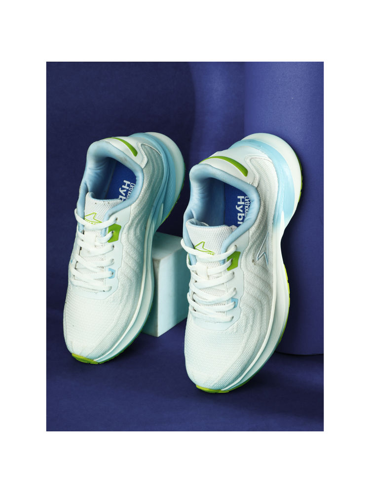Power Women Sports Round Toe Low Top Walking Shoes White & Blue-image-3