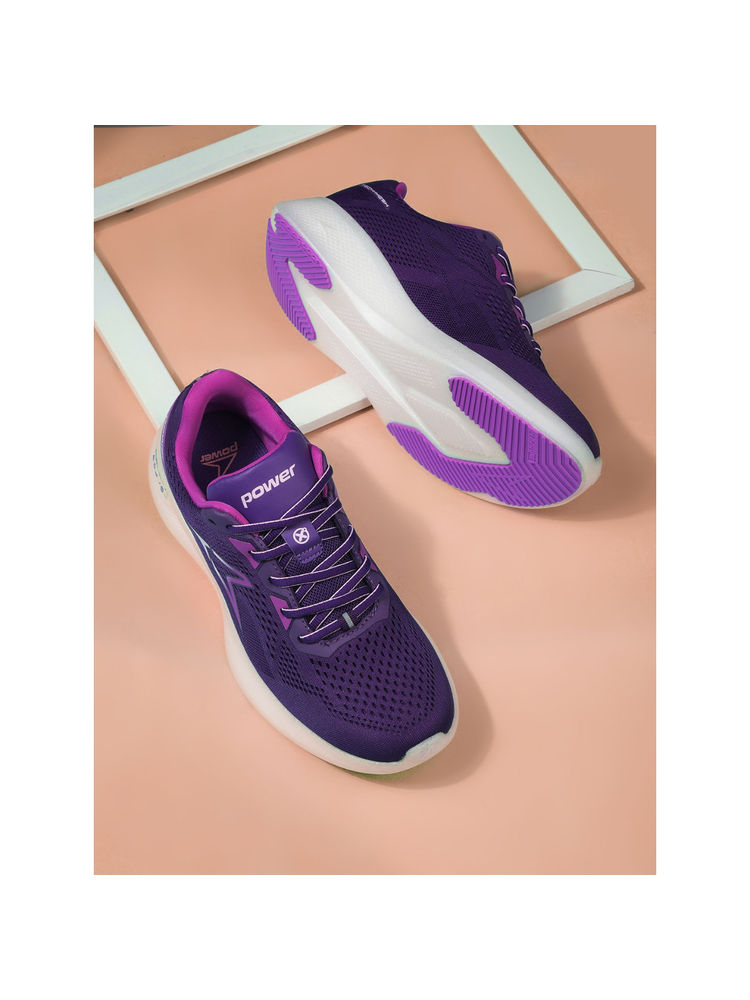 Power Women Sports Round Toe Low Top Walking Shoes Purple-image-20