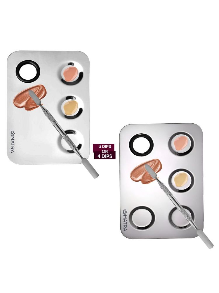 Matra Stainless Steel Makeup Mixing Palette with Spatula Tool & Dips Cosmetic Makeup Blending Tray-picture-27