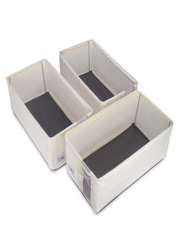 House of Quirk Foldable Storage with Mesh Window for Organizing Clothes - Beige (Set of 3)-image-46