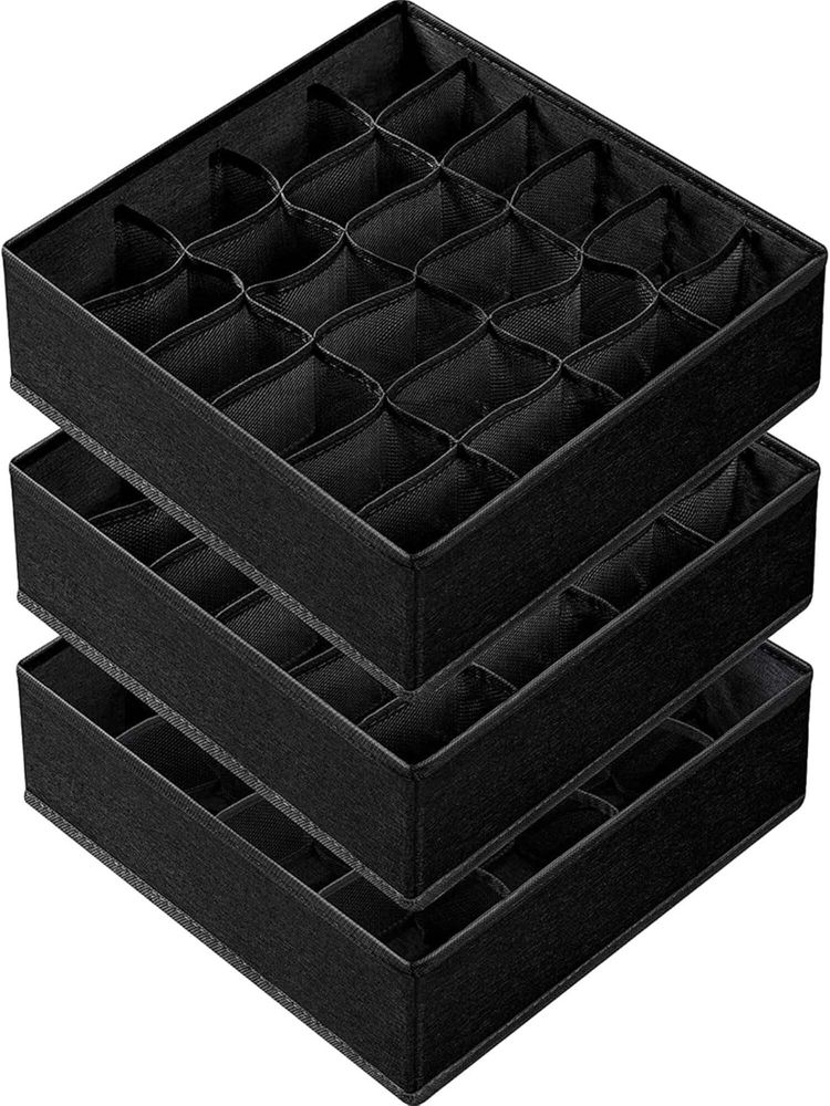 House of Quirk 24 Cell Collapsible Closet Clothing Organizer Underwear Storage Boxes - Black-picture-28