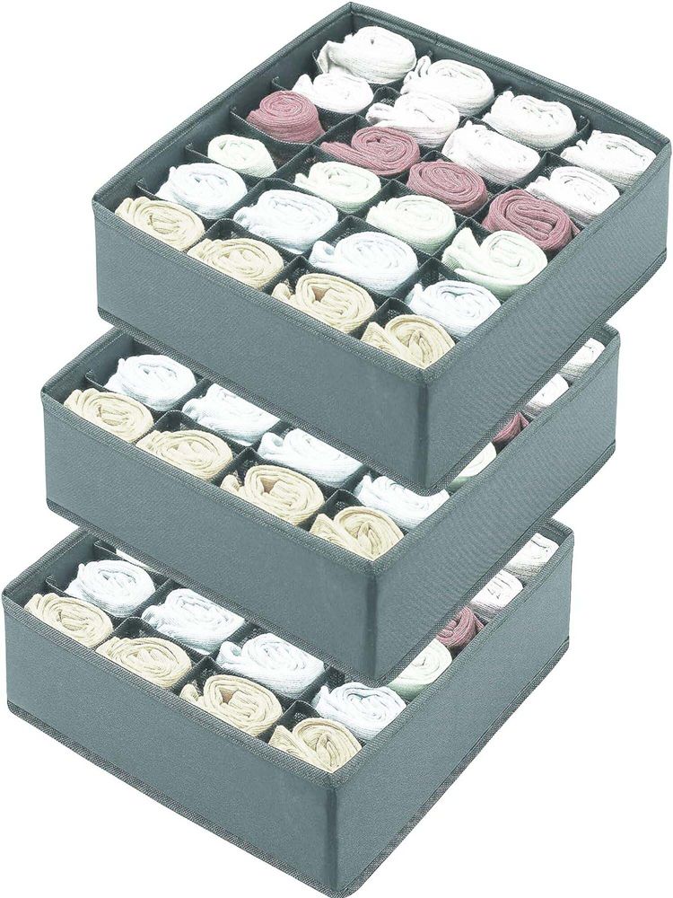 House of Quirk 24 Cell Collapsible Closet Clothing Organizer Underwear Storage Boxes - Grey-picture-24