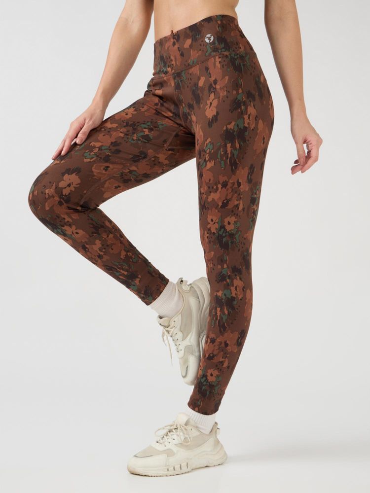 Technosport Brown Women's Printed Slim Fit Sports Tights-picture-26