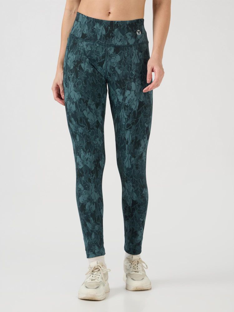 Technosport Green Women's Printed Slim Fit Sports Tights-picture-27
