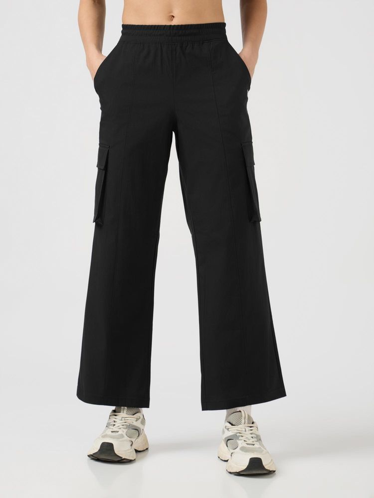 Technosport Black Women's Regular Fit Cargo Trackpant-image-30