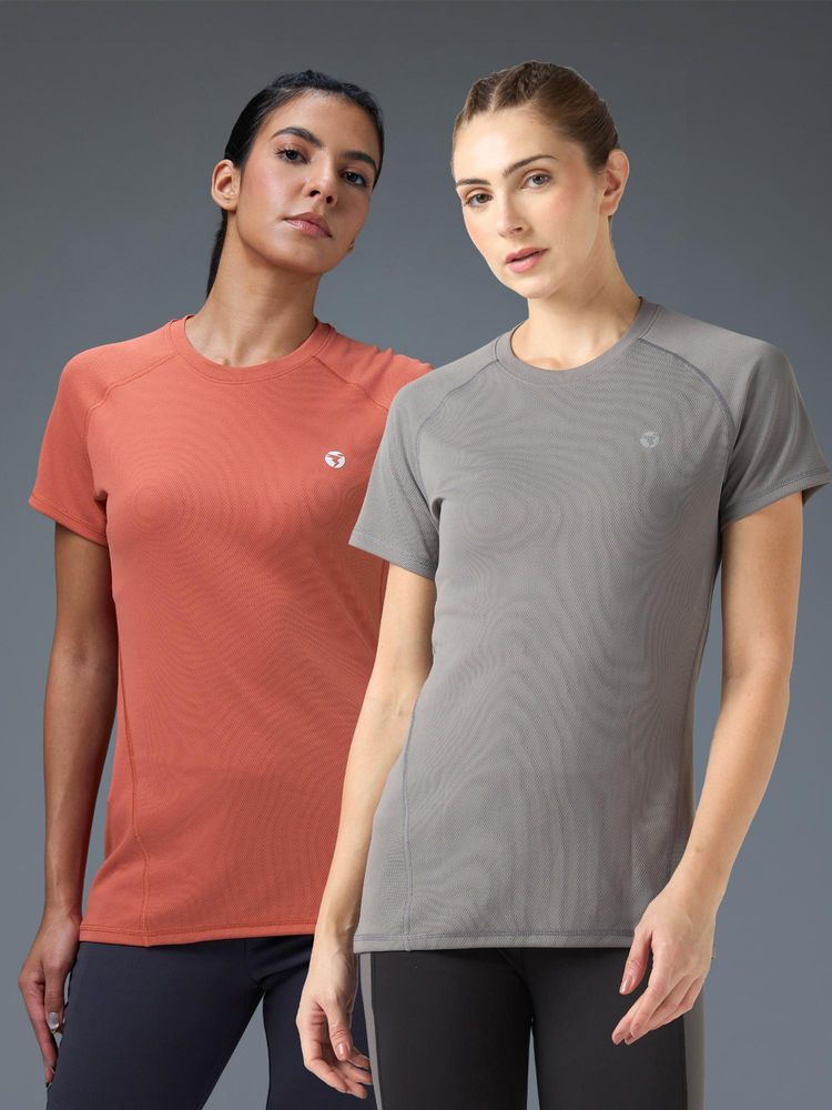 Technosport Multi-Colour Women's Slim Fit Round Neck Sports T-Shirt (Pack Of 2)-picture-14