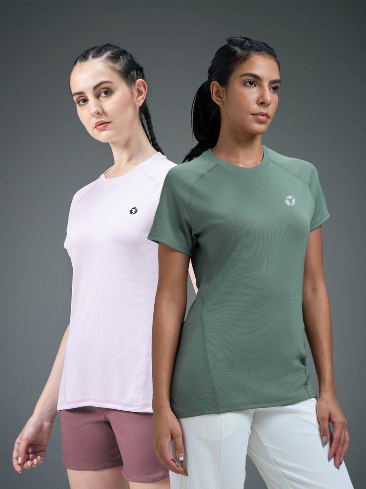 Technosport Multi-Colour Women's Slim Fit Round Neck Sports T-Shirt (Pack Of 2)-picture-29