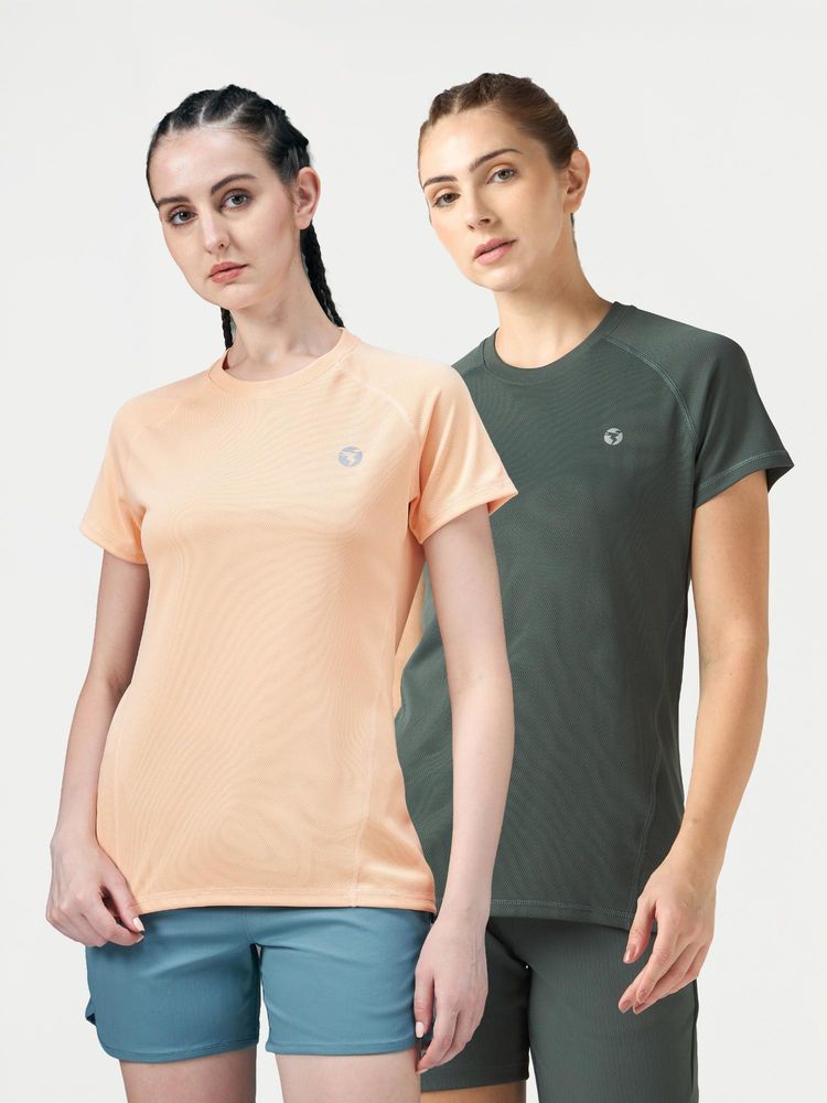 Technosport Multi-Colour Women's Slim Fit Round Neck Sports T-Shirt (Pack Of 2)-picture-10