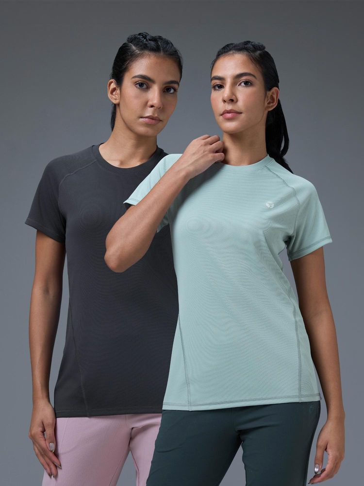 Technosport Multi-Colour Women's Slim Fit Round Neck Sports T-Shirt (Pack Of 2)-picture-27