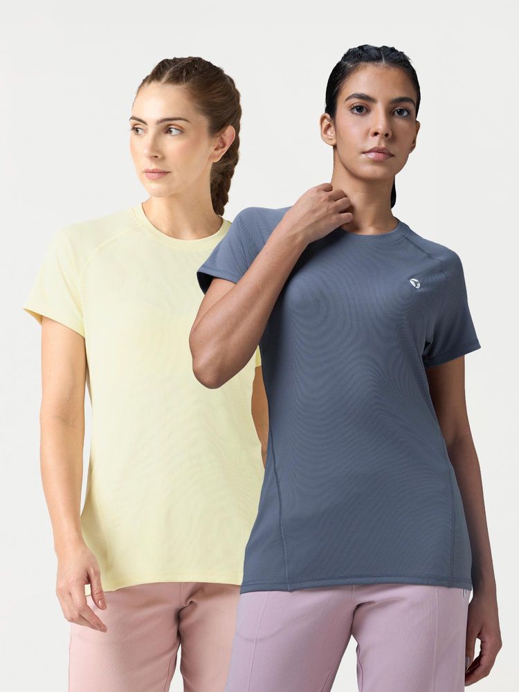 Technosport Multi-Colour Women's Slim Fit Round Neck Sports T-Shirt (Pack Of 2)-picture-30
