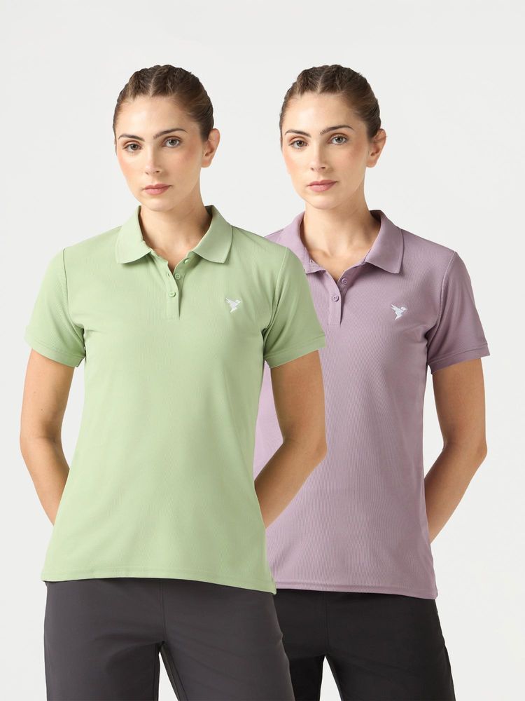 Technosport Multi-Colour Women's Slim Fit Polo Sports T-Shirt (Pack Of 2)-picture-28