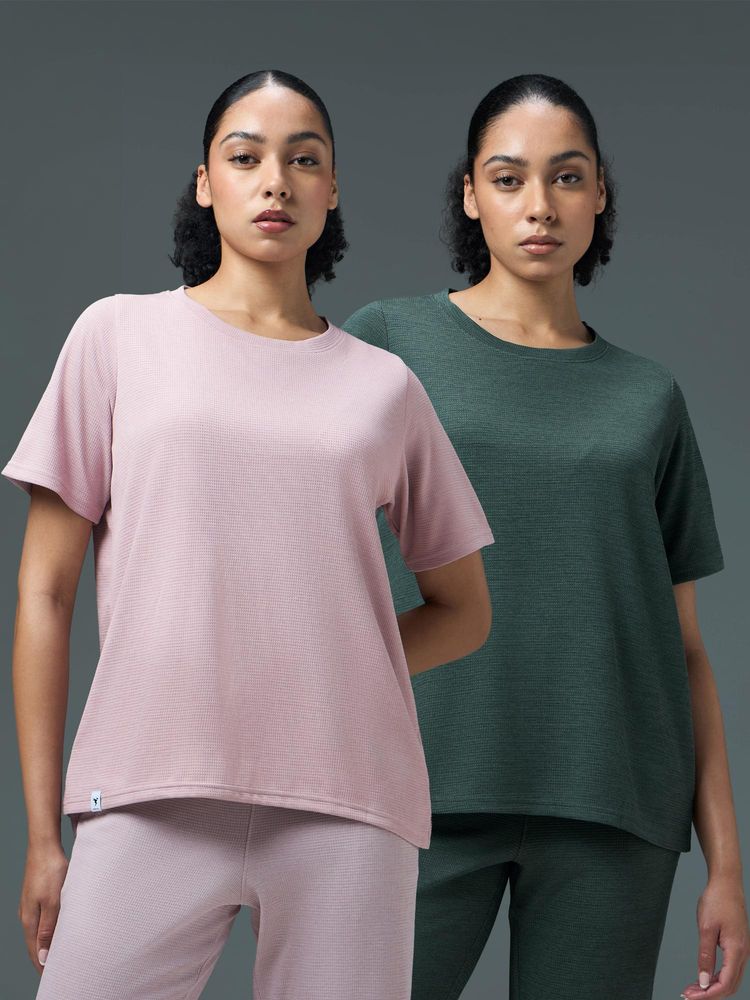 Technosport Multi-Colour Women's Relaxed Fit Cubic Melange Round Neck T-Shirt (Pack Of 2)-picture-25