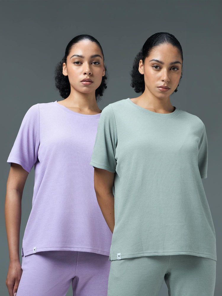 Technosport Multi-Colour Women's Relaxed Fit Cubic Melange Round Neck T-Shirt (Pack Of 2)-picture-21