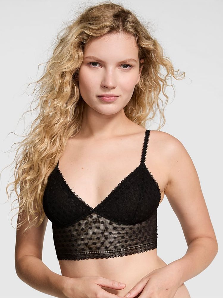 victoria's secret intimates Victoria's Secret Pink Wink Black Unlined Longline Bralette (XS)-picture-24