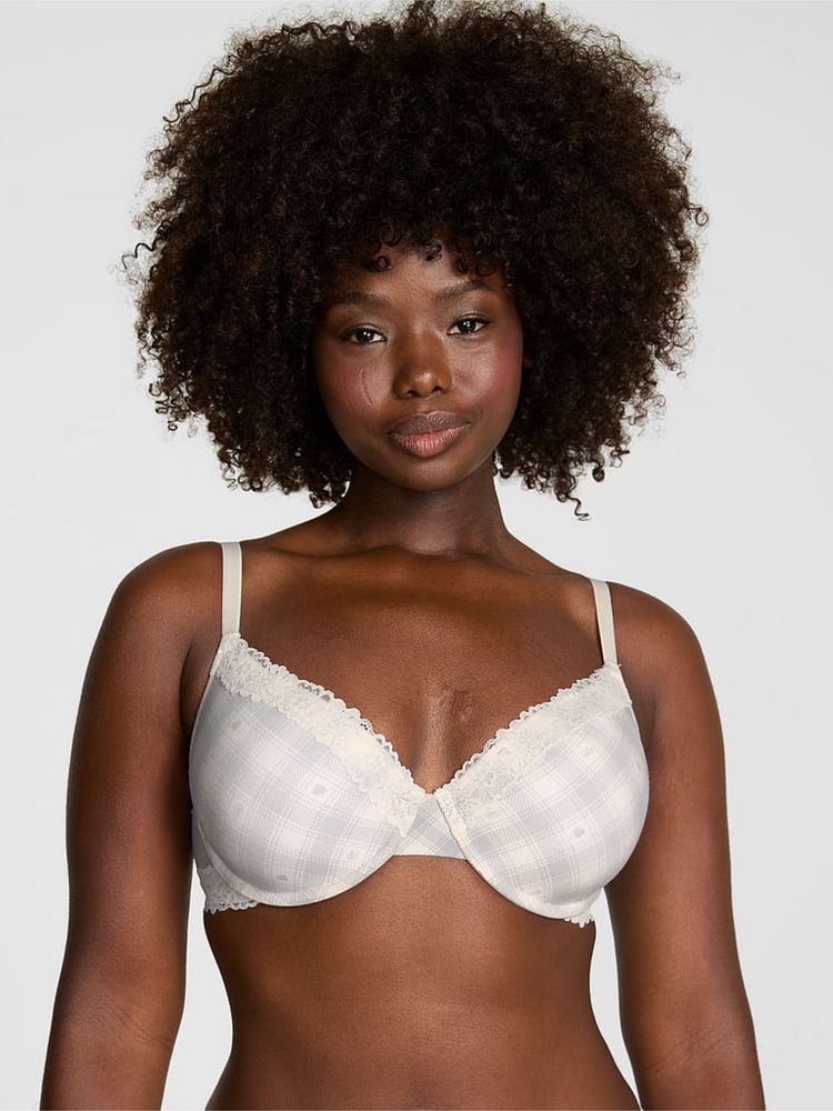victoria's secret intimates Victoria's Secret Pink Wear Everywhere Grey Checks T-Shirt Bra-picture-24