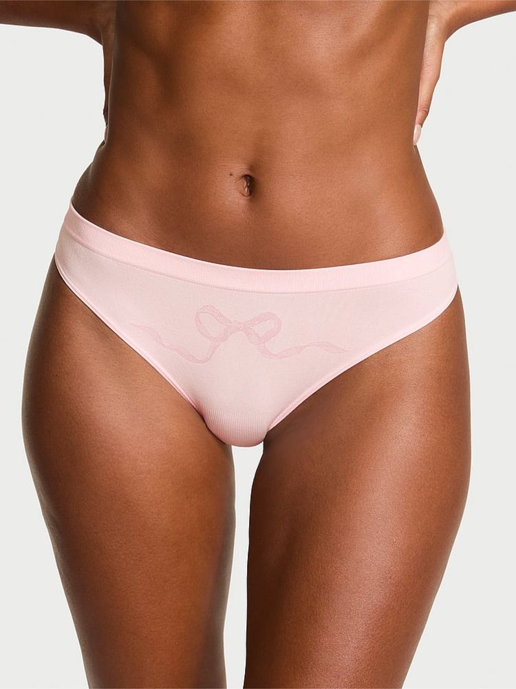 victoria's secret intimates Victoria's Secret Seamless Bow Pink Thong Panty-picture-14