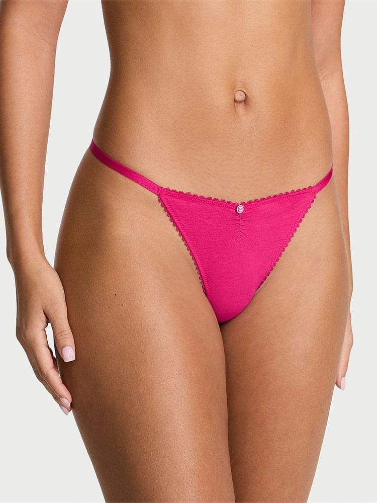 victoria's secret intimates Victoria's Secret Pink Stretch Cotton Heart Lace V-String Panty-picture-28
