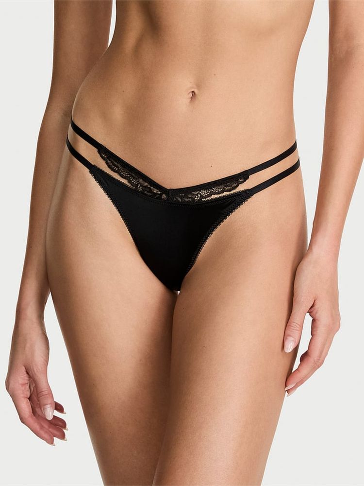 victoria's secret intimates Victoria's Secret Black Very Sexy Rose Lace-Trim Strappy Cut-Out V-String Panty-picture-38