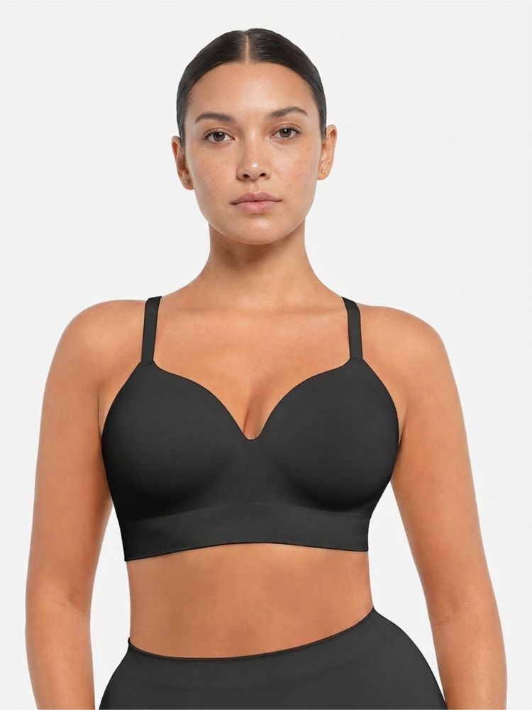 Shop The Edit Black Wireless Push-Up Seamless Full Coverage Bra-image-40