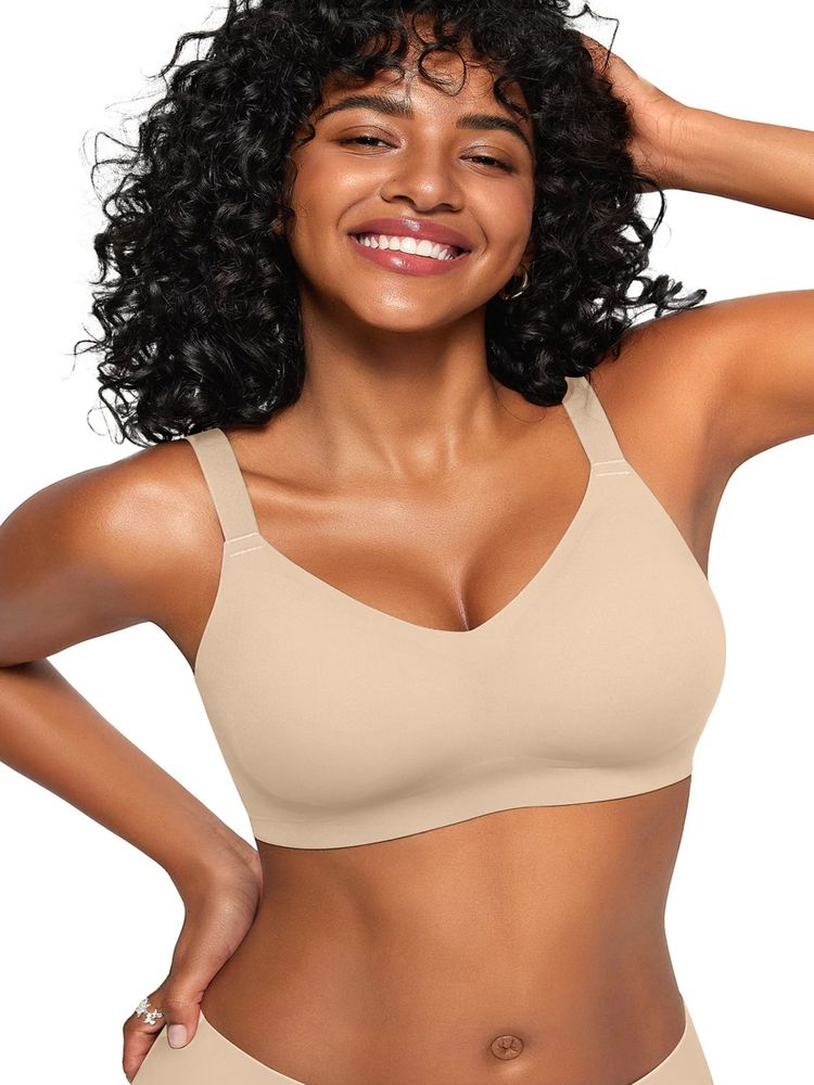 Shop The Edit Beige Seamless Wireless 3/4 Cup T-Shirt Bra-picture-13