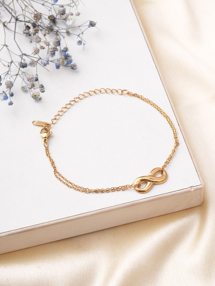 Palmonas Women Gold Dual Layer Infinity Bracelet-image-48