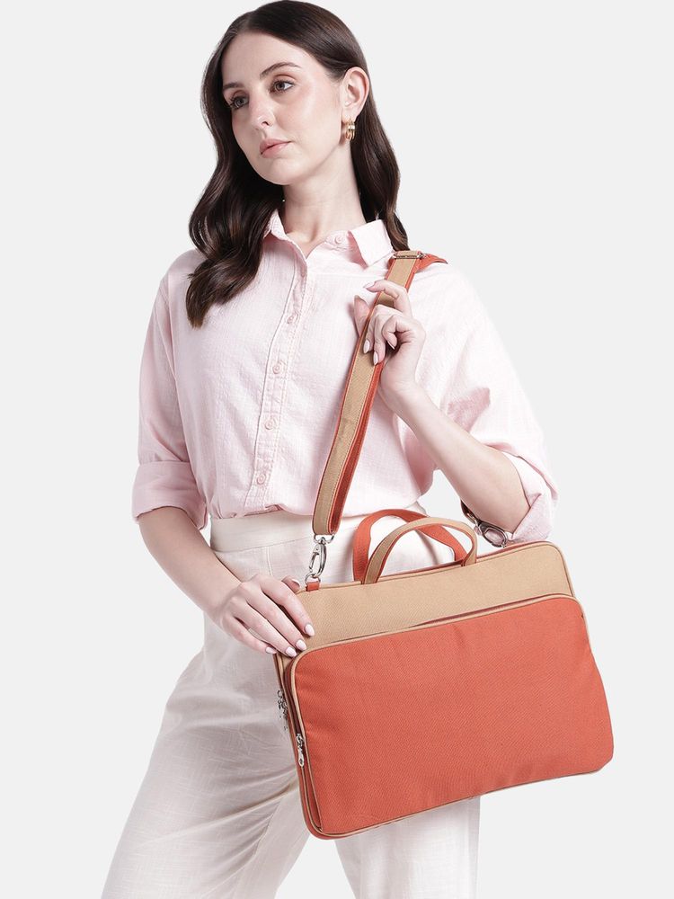 Anekaant Transit Rust Colorblock Canvas Laptop Bag-image-5