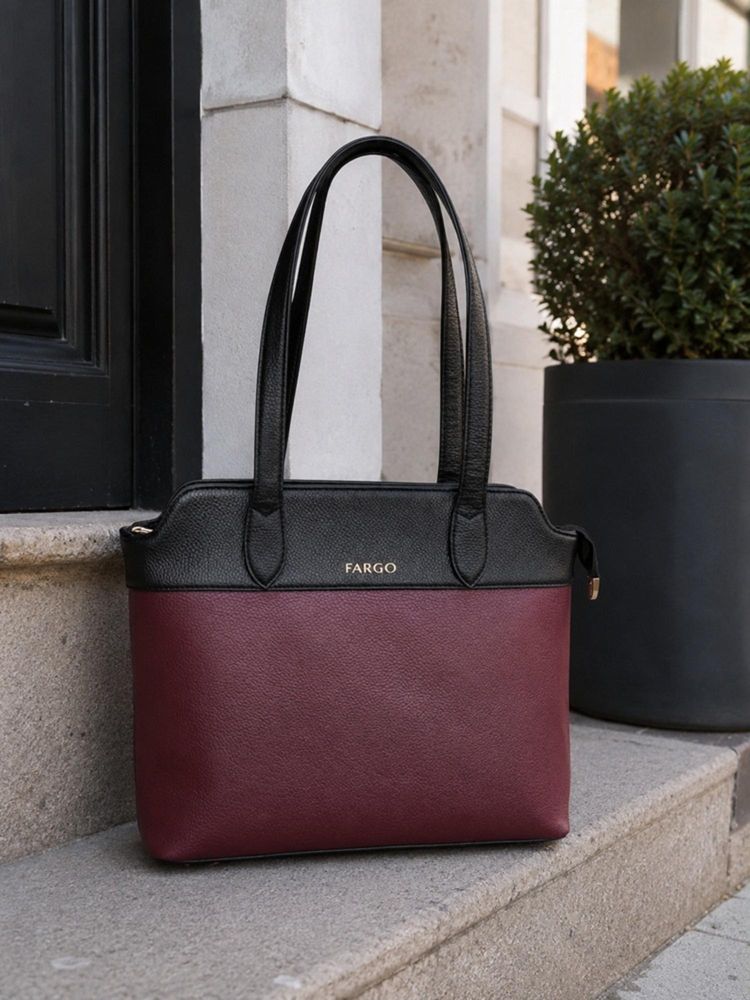 FARGO Aura Vegan Leather Handbag With 15-Inch Laptop Compartment-Maroon-picture-11