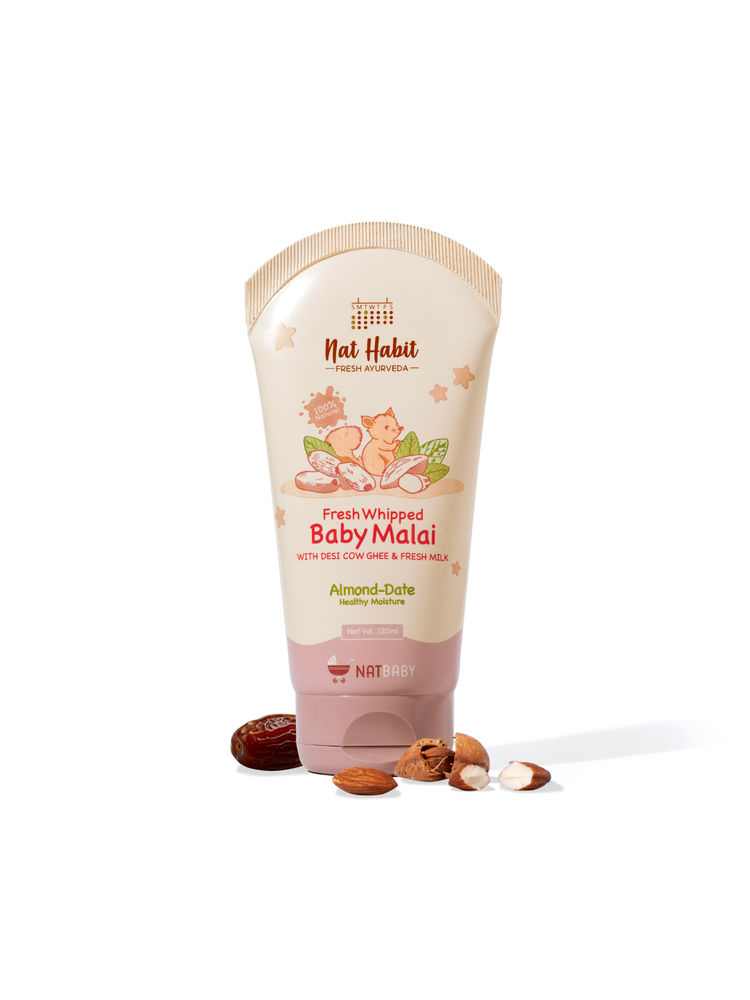 Nat Habit Baby Malai, Almond & Date, Baby Body Lotion & Moisturizer for Deep Nourishment-picture-7
