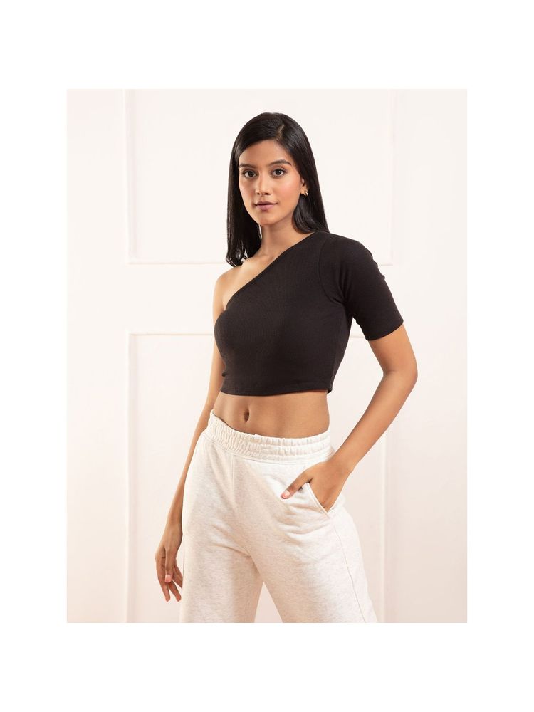 Nykd by Nykaa Off Shoulder Crop Top- NYOE09 Jet Black-image-19