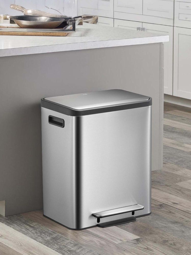 OBSESSIONS Eko Dual Step Trash Can for Recycling, 15L+15L Rectangular Kitchen Dustbin-picture-22