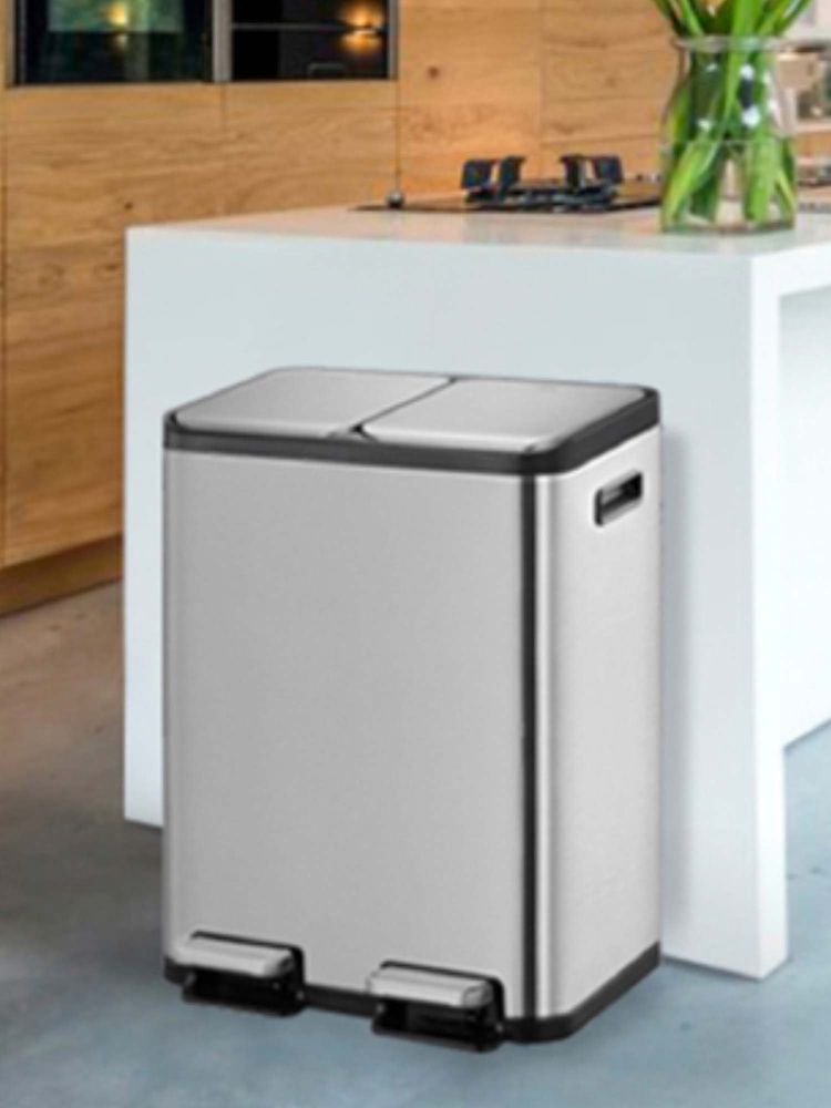 OBSESSIONS Eko Dual Step Trash Can for Recycling, 15L+15L Rectangular Kitchen Dustbin