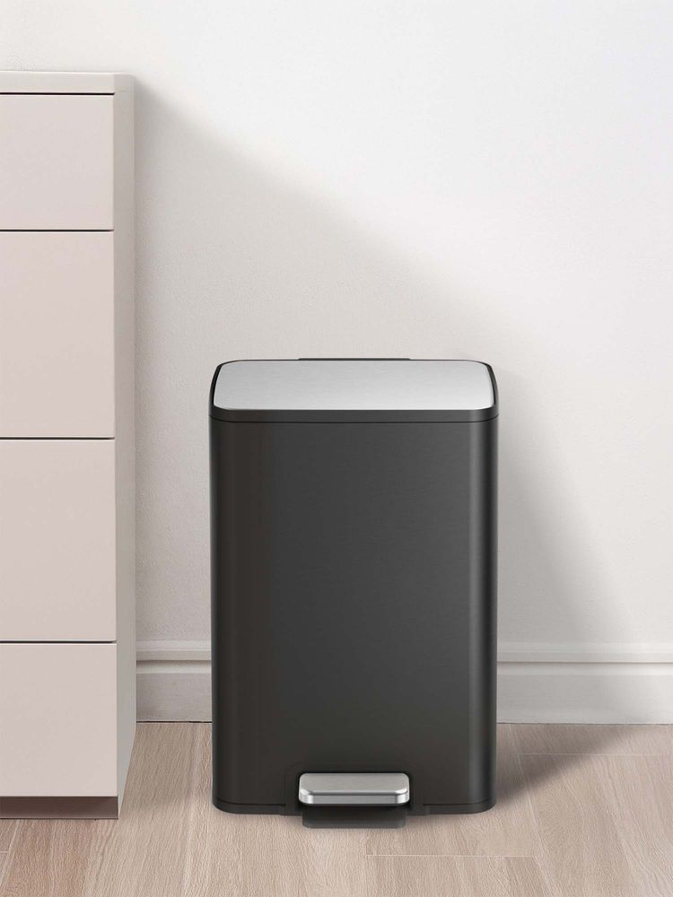OBSESSIONS Eko 15L Compact Step Trash Can Black Rectangular Pedal Bin.-picture-25