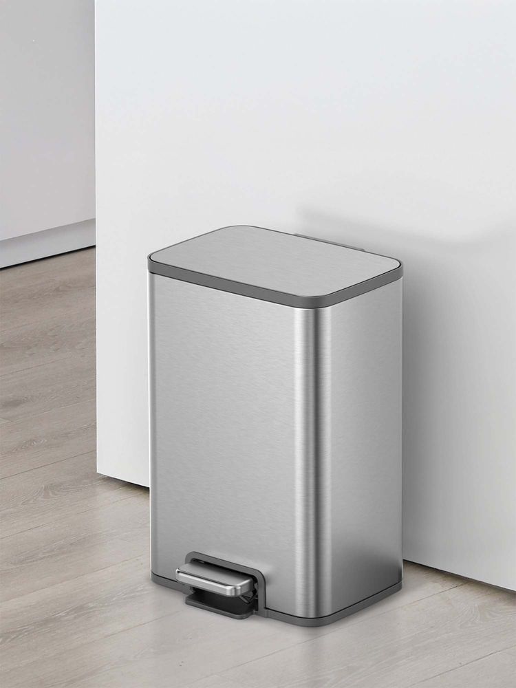 OBSESSIONS Eko 15L Compact Step Trash Can Metallic Rectangular Pedal Bin.-picture-23