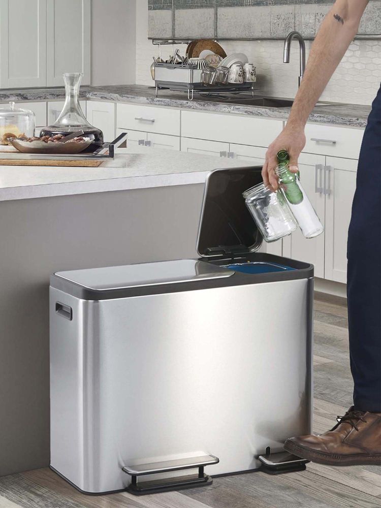 OBSESSIONS Eko Dual Step Trash Can for Recycling, 30L+ 15L Rectangular Kitchen Dustbin-picture-16
