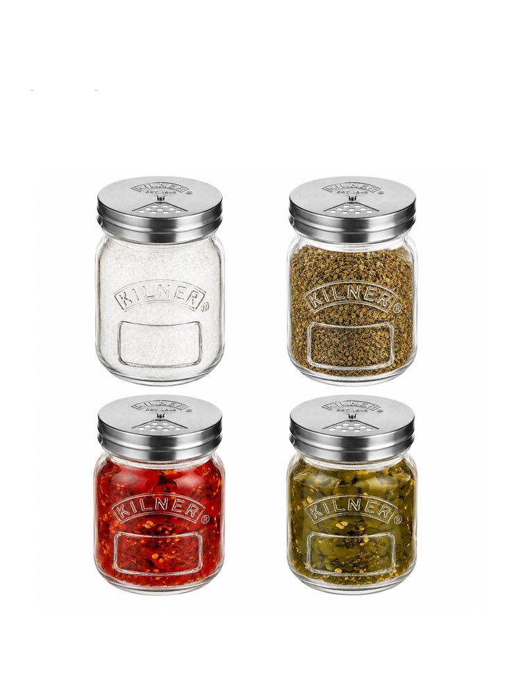 Kilner 250ml Glass Spice Shaker Jar with Stainless Steel Lid (Pack of 4)-image-46