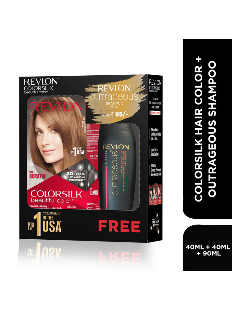 Revlon Colorsilk Hair Color Keratin - 5g Light Golden Brown + Free Outrageous Shampoo Worth Rs 95/--image-5