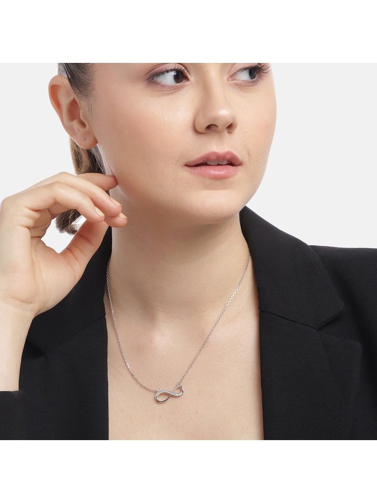 Carlton London Rhodium Plated with CZ Infinity Necklace for women-picture-10