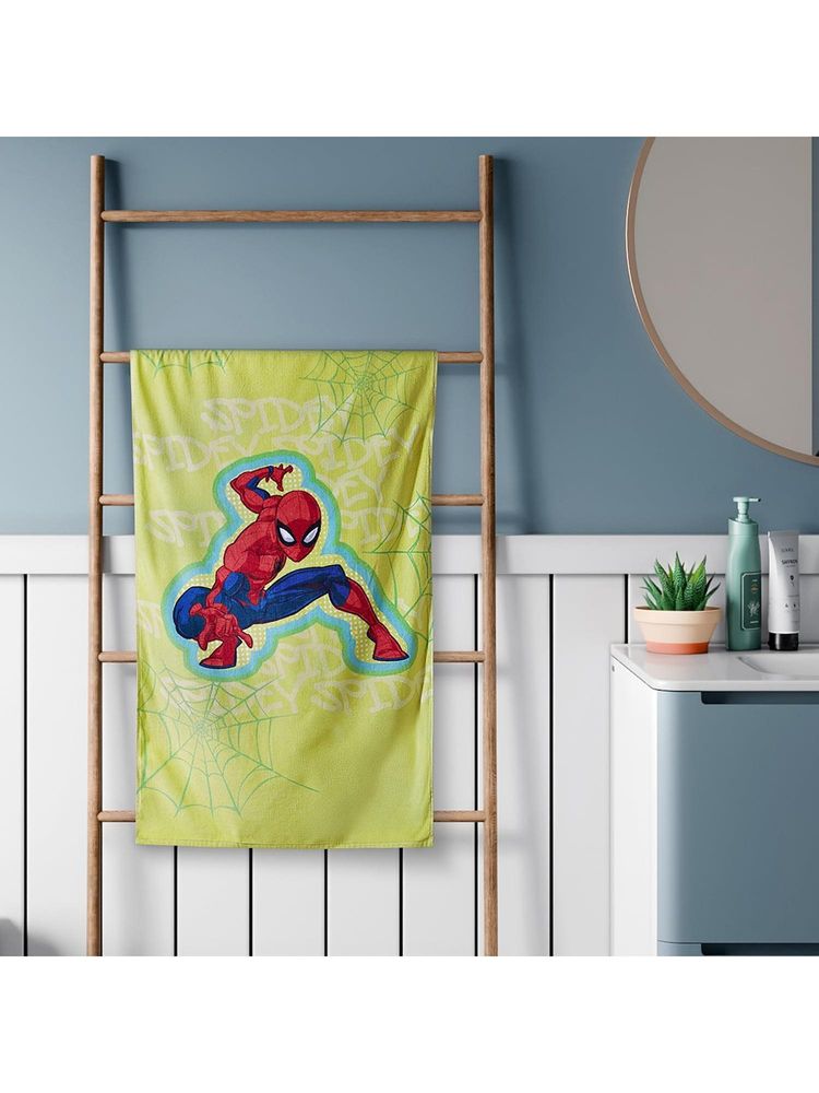 SPACES Marvel Spiderman 380 GSM 100% Cotton Character Printed Bath Towel (XL) - Yellow-picture-21