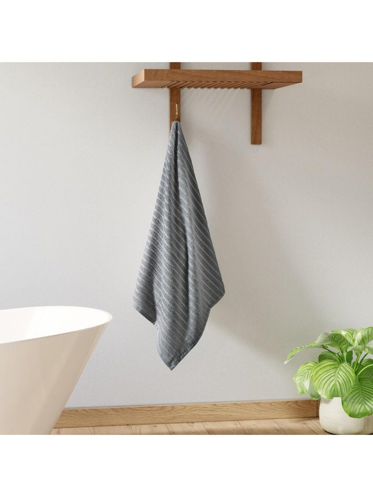 Welspun Ultralite 250 GSM 100% Cotton Plain Bath Towel (XL) - Dark Grey-image-2