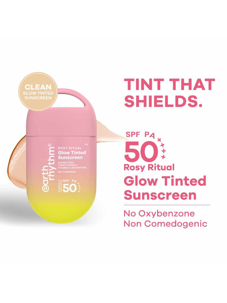 Earth Rhythm Rosy Ritual Glow Tinted Sunscreen SPF 50 PA ++++ With Vitamin C, No Oxybenzone