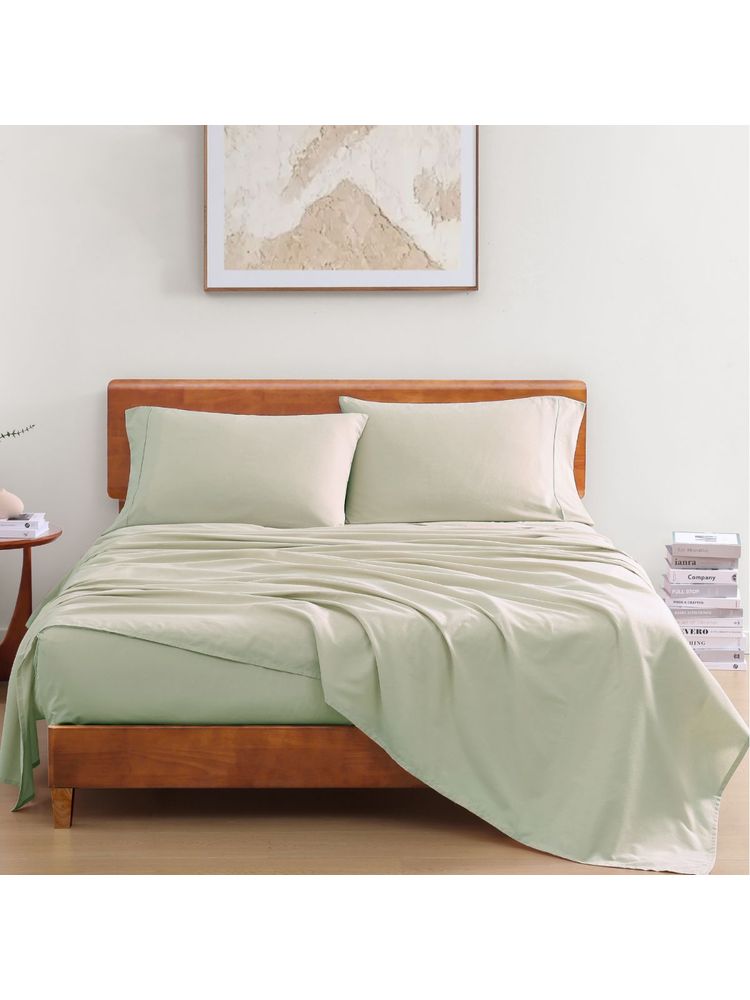 LANE LINEN Green 144Tc 100% Organic Cotton Bedsheet with 1 Pillow Cover-picture-19