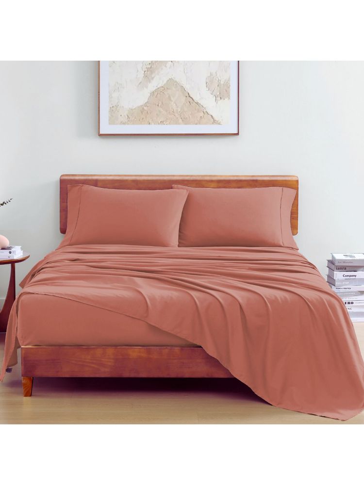 LANE LINEN 100% Organic Cotton Bedsheet with Pillow Cover - Mauve-picture-12