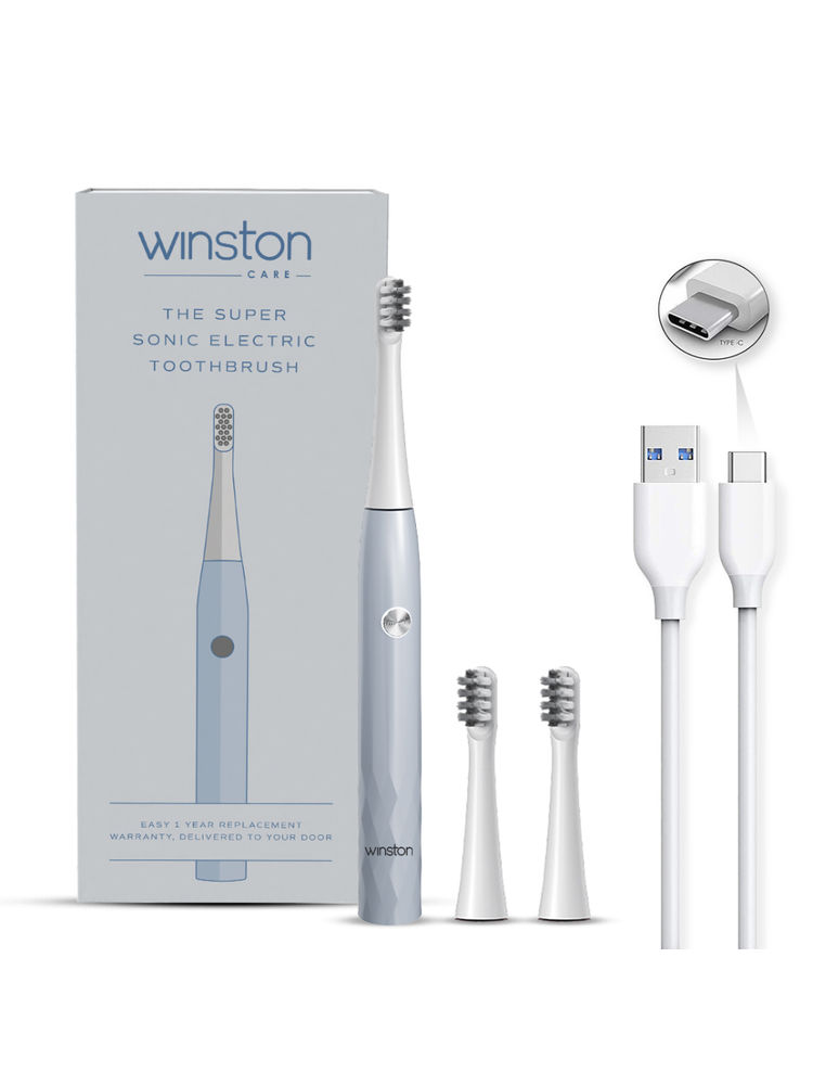 Winston Rechargeable Super Sonic Electric Toothbrush with Soft Bristles 3 Cleaning Modes - Blue-picture-29