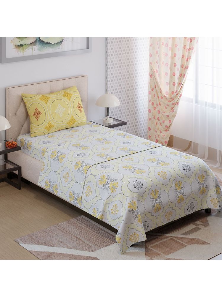 Layers Ivy Collection 125 GSM Ochre Single Flat Bedsheet Set-image-3