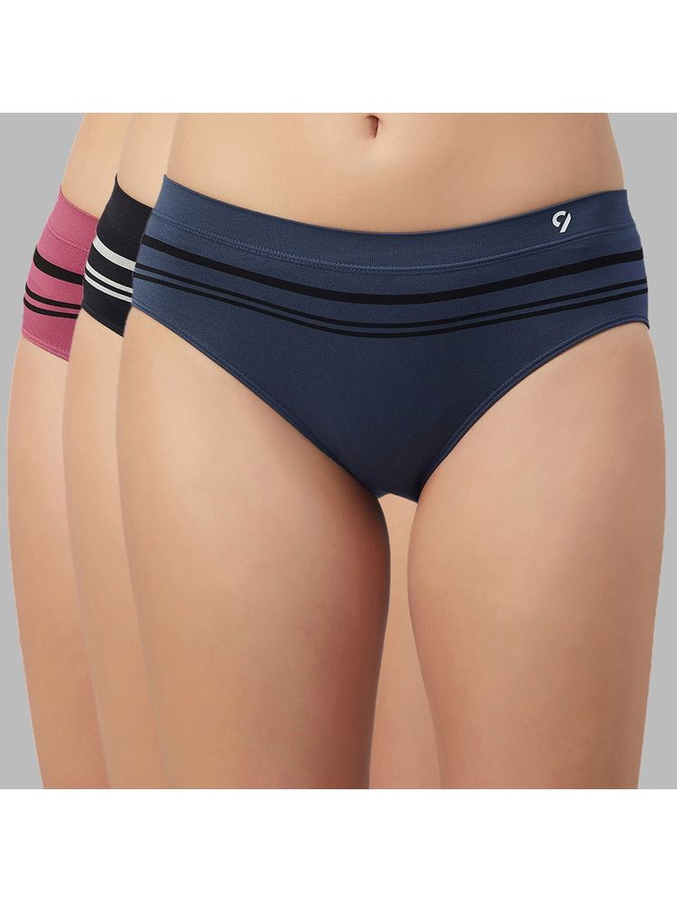 C9 Airwear Mid Rise Seamless Mid Brief Panties Combo For Women - Multicolor (Pack of 3)