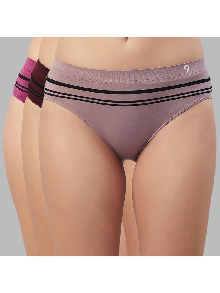 C9 Airwear Mid Rise Seamless Mid Brief Panties Combo For Ladies - Multicolor (Pack of 3)